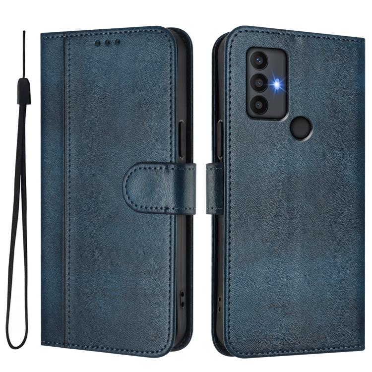 For TCL 30 SE Line Splicing Buckle Retro Leather Phone Case