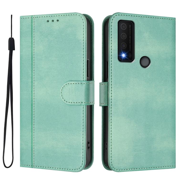 For TCL 30 XE 5G / TCL 30 V 5G Line Splicing Buckle Retro Leather Phone Case