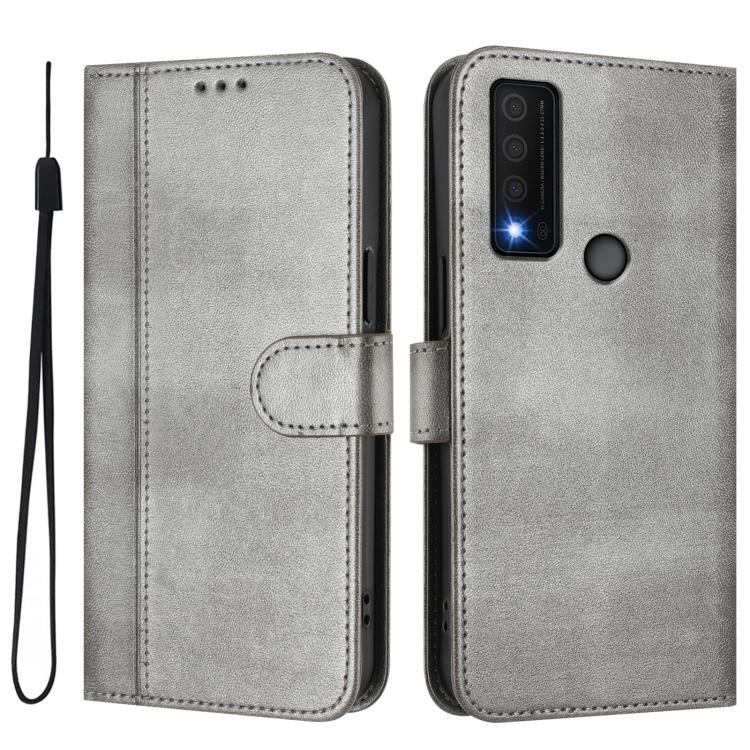 For TCL 30 XE 5G / TCL 30 V 5G Line Splicing Buckle Retro Leather Phone Case
