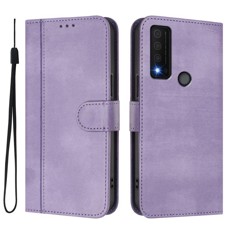 For TCL 30 XE 5G / TCL 30 V 5G Line Splicing Buckle Retro Leather Phone Case