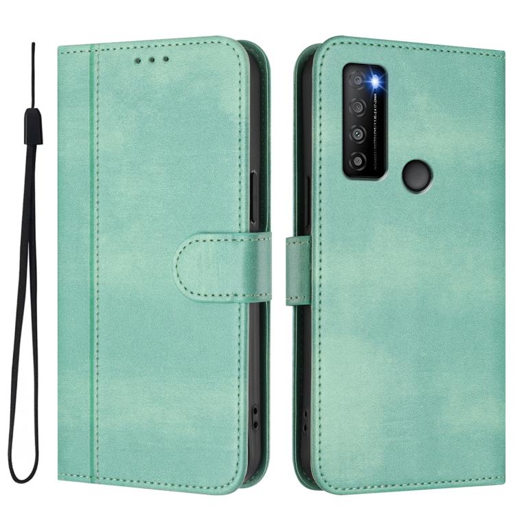 For TCL 30 XL Line Splicing Buckle Retro Leather Phone Case