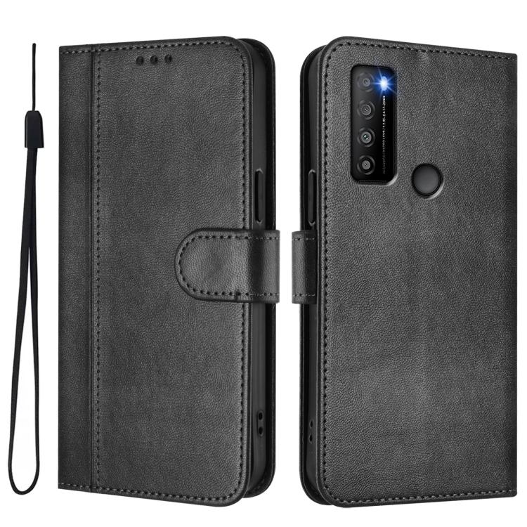 For TCL 30 XL Line Splicing Buckle Retro Leather Phone Case