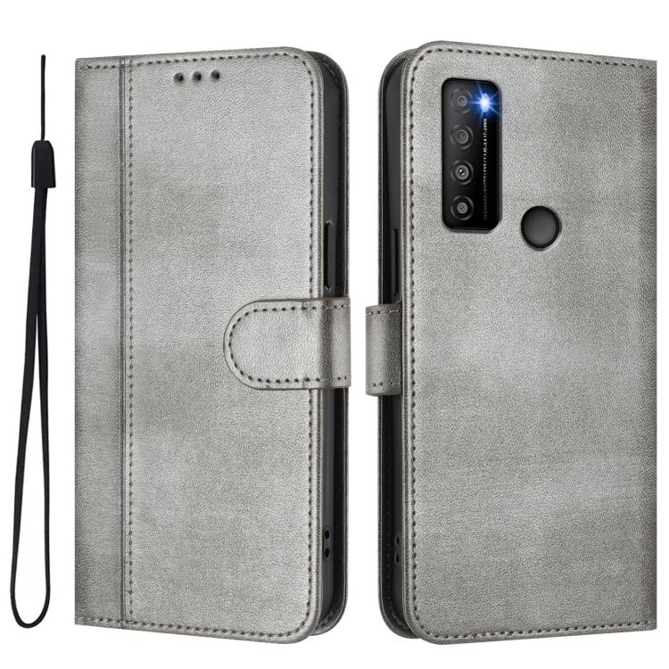 For TCL 30 XL Line Splicing Buckle Retro Leather Phone Case