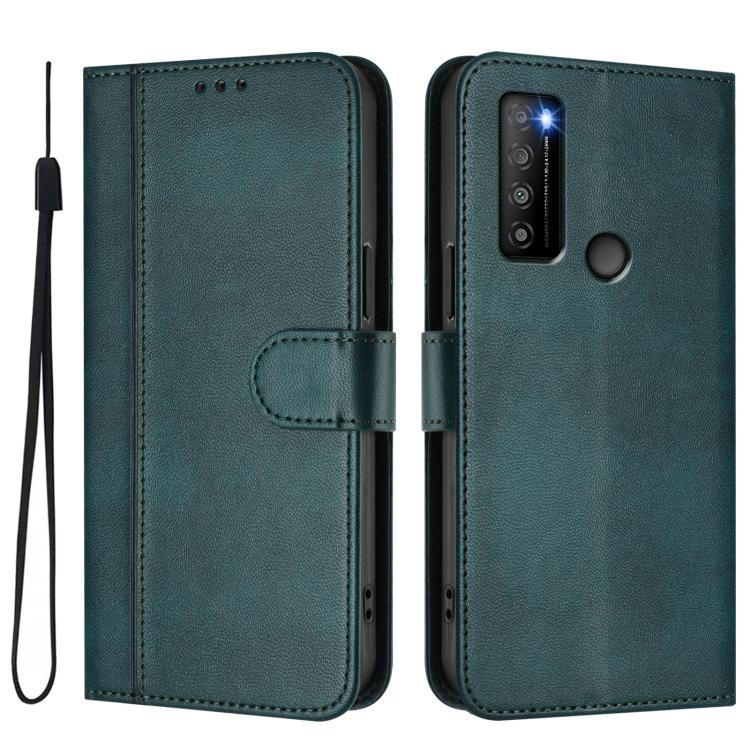 For TCL 30 XL Line Splicing Buckle Retro Leather Phone Case