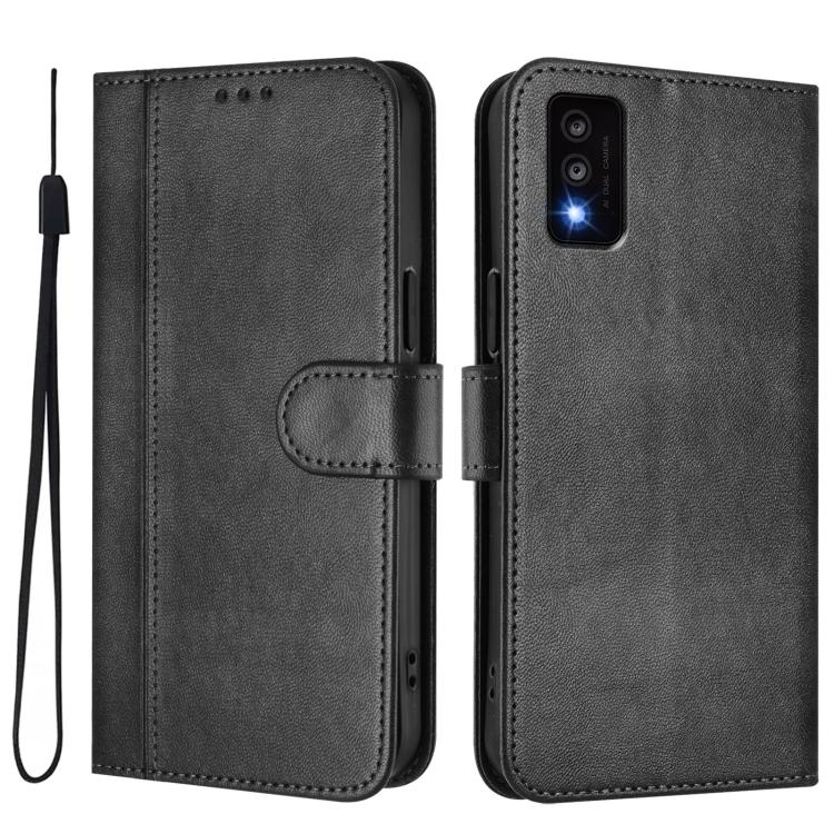 For TCL 30T Line Splicing Buckle Retro Leather Phone Case