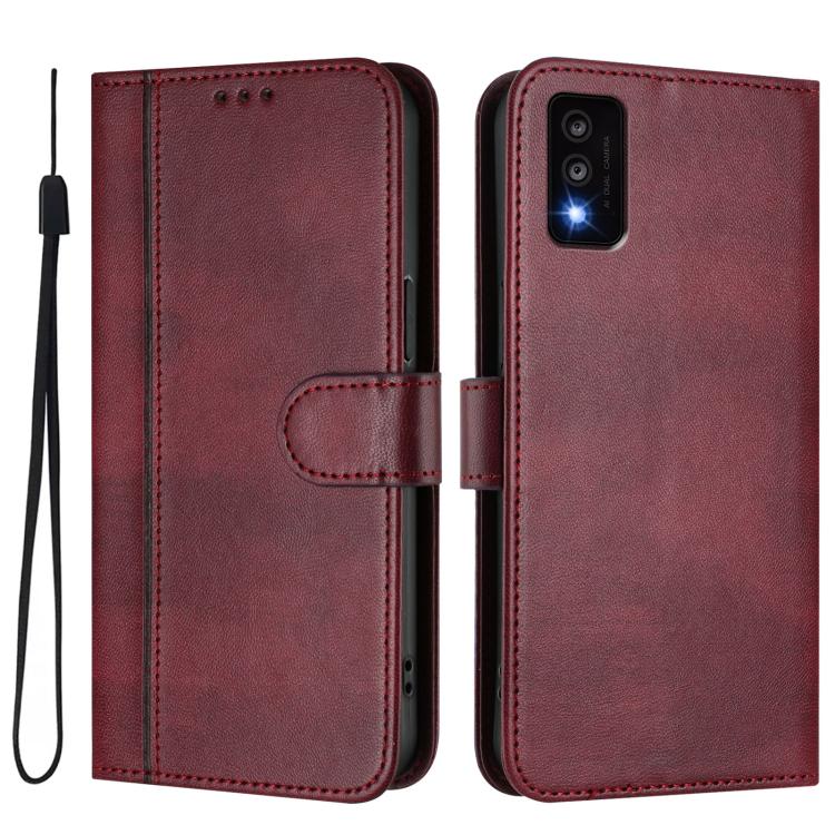 For TCL 30T Line Splicing Buckle Retro Leather Phone Case