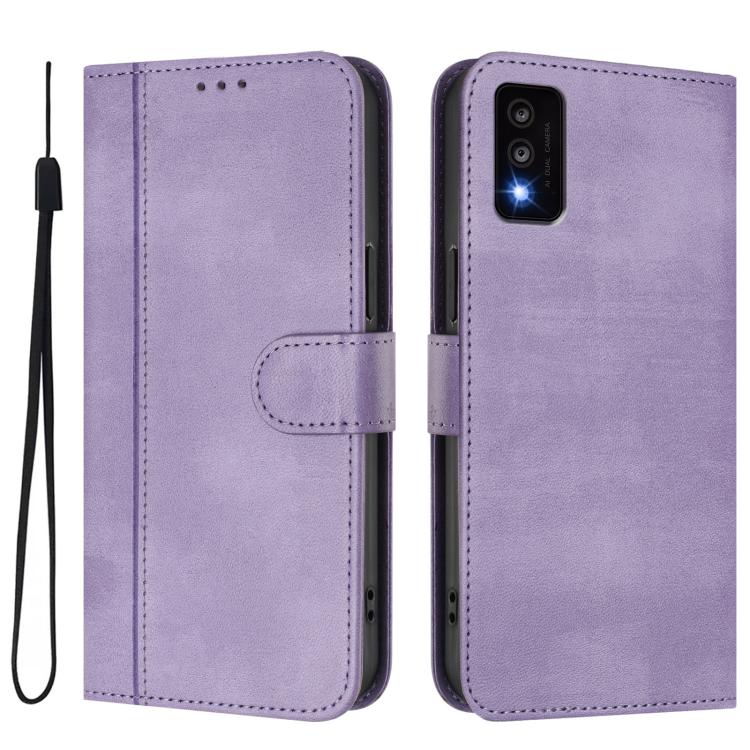 For TCL 30T Line Splicing Buckle Retro Leather Phone Case