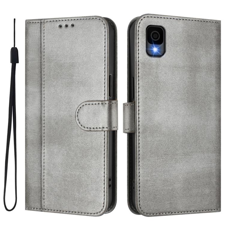 For TCL 30z T602DL Line Splicing Buckle Retro Leather Phone Case