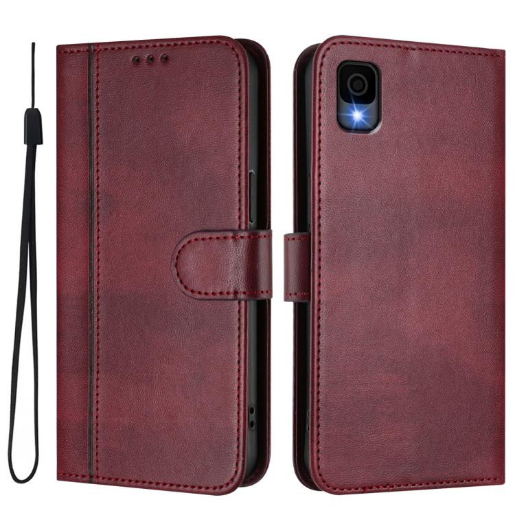 For TCL 30z T602DL Line Splicing Buckle Retro Leather Phone Case