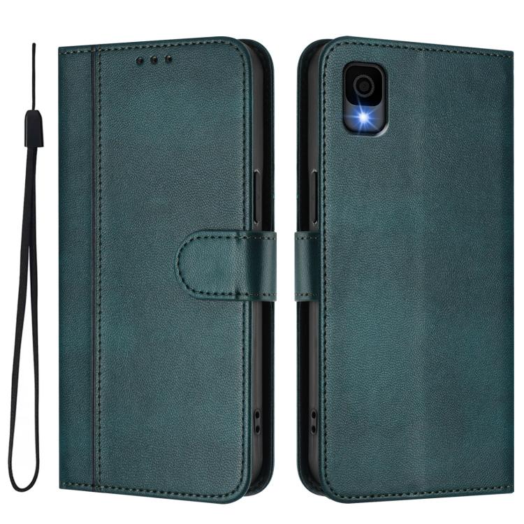 For TCL 30z T602DL Line Splicing Buckle Retro Leather Phone Case