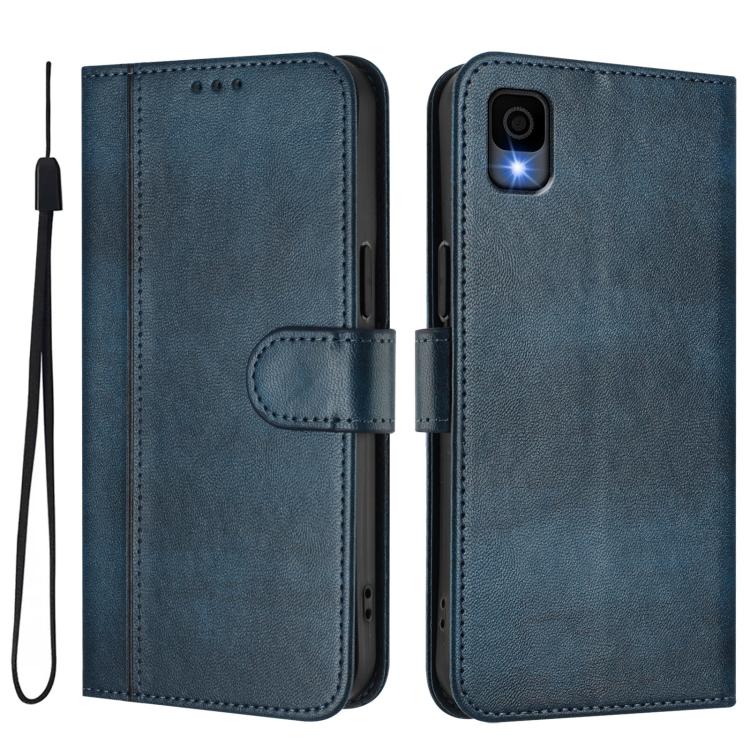 For TCL 30z T602DL Line Splicing Buckle Retro Leather Phone Case