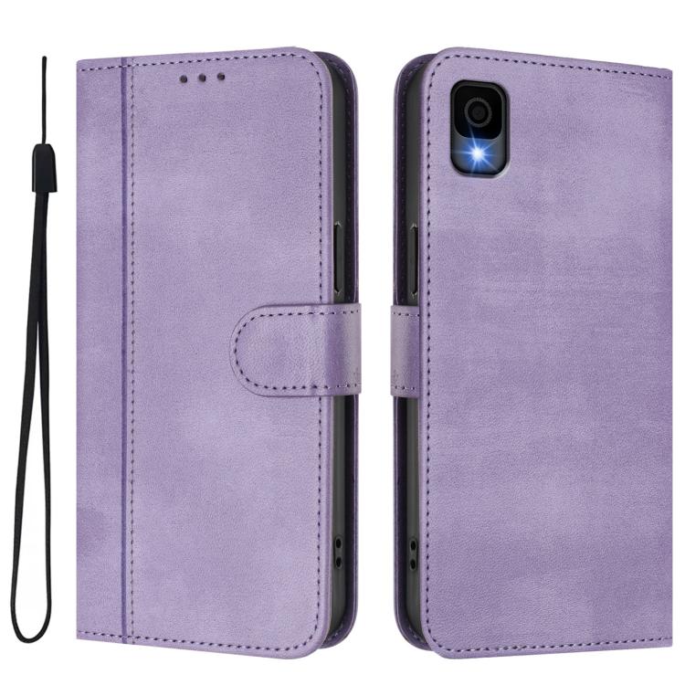 For TCL 30z T602DL Line Splicing Buckle Retro Leather Phone Case
