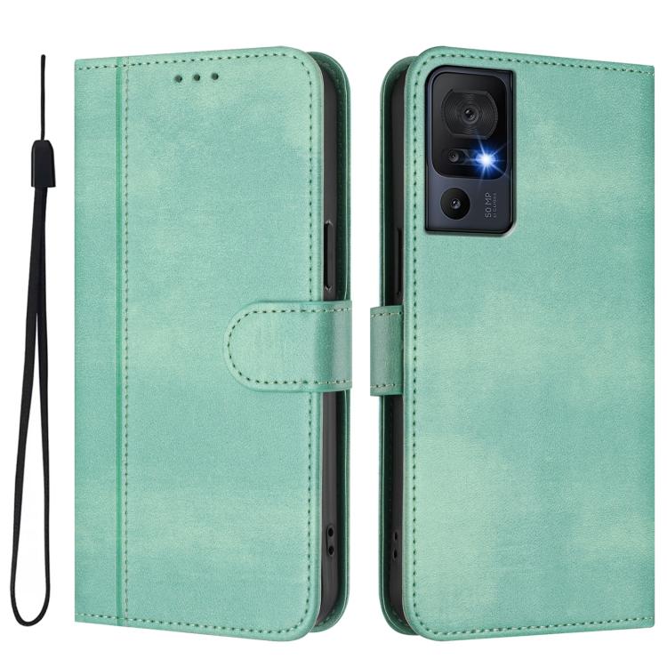 For TCL 40 SE Line Splicing Buckle Retro Leather Phone Case
