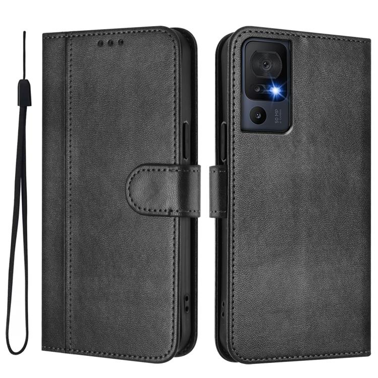 For TCL 40 SE Line Splicing Buckle Retro Leather Phone Case