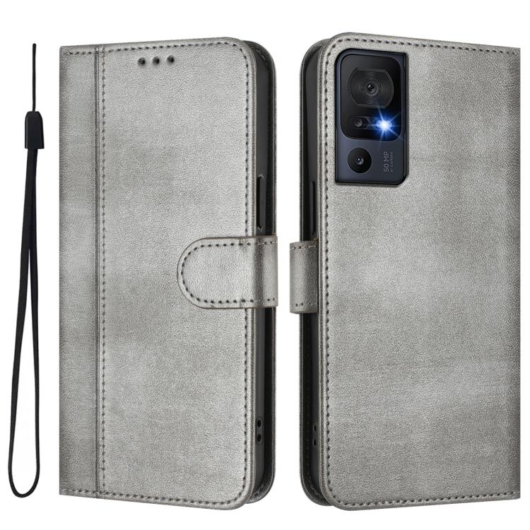 For TCL 40 SE Line Splicing Buckle Retro Leather Phone Case
