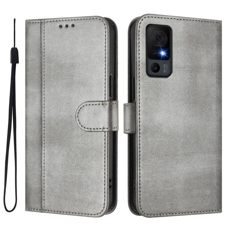 For TCL 40 XL / TCL 40 T T608DL Line Splicing Buckle Retro Leather Phone Case