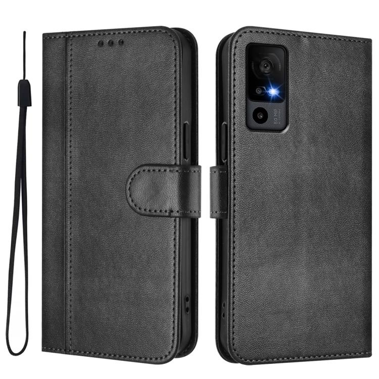 For TCL 40 R 5G Line Splicing Buckle Retro Leather Phone Case