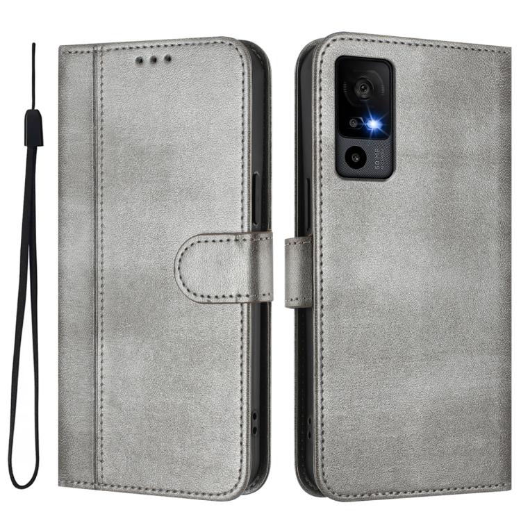 For TCL 40 R 5G Line Splicing Buckle Retro Leather Phone Case