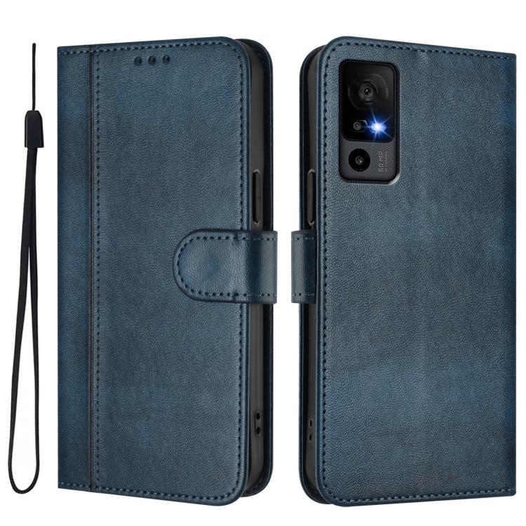 For TCL 40 R 5G Line Splicing Buckle Retro Leather Phone Case