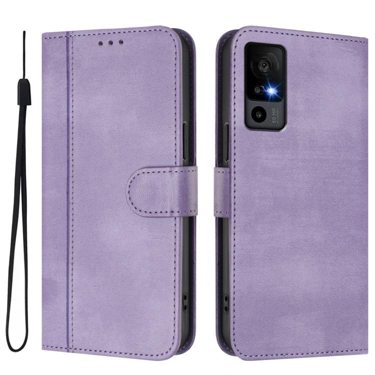 For TCL 40 R 5G Line Splicing Buckle Retro Leather Phone Case