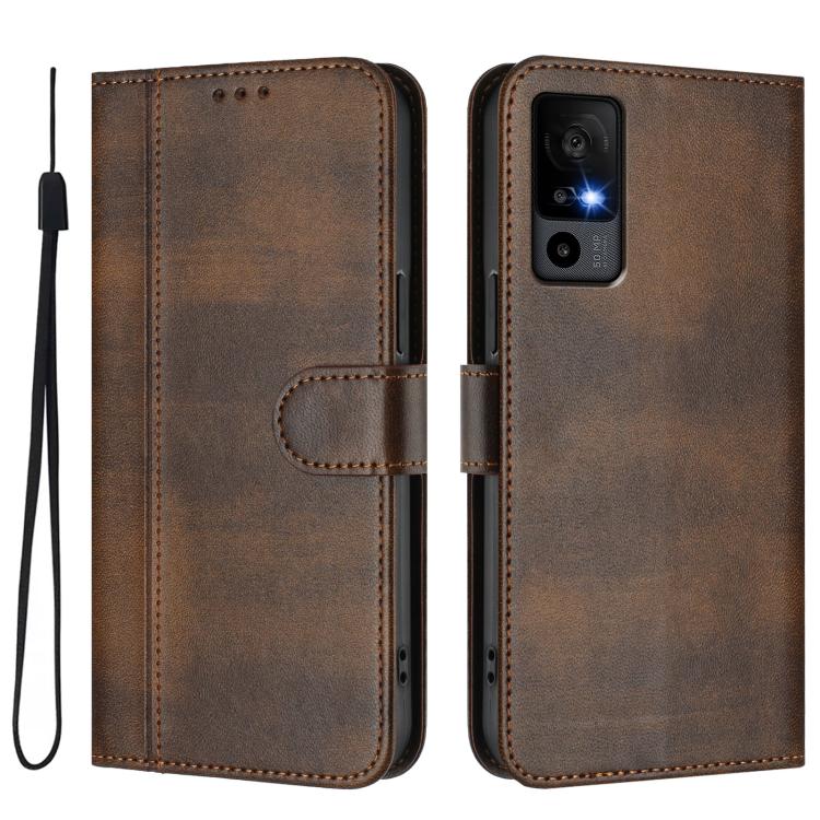 For TCL 40 R 5G Line Splicing Buckle Retro Leather Phone Case