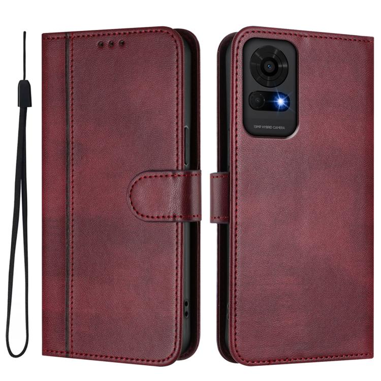For TCL 50 LE / TCL K23 / K24 Line Splicing Buckle Retro Leather Phone Case
