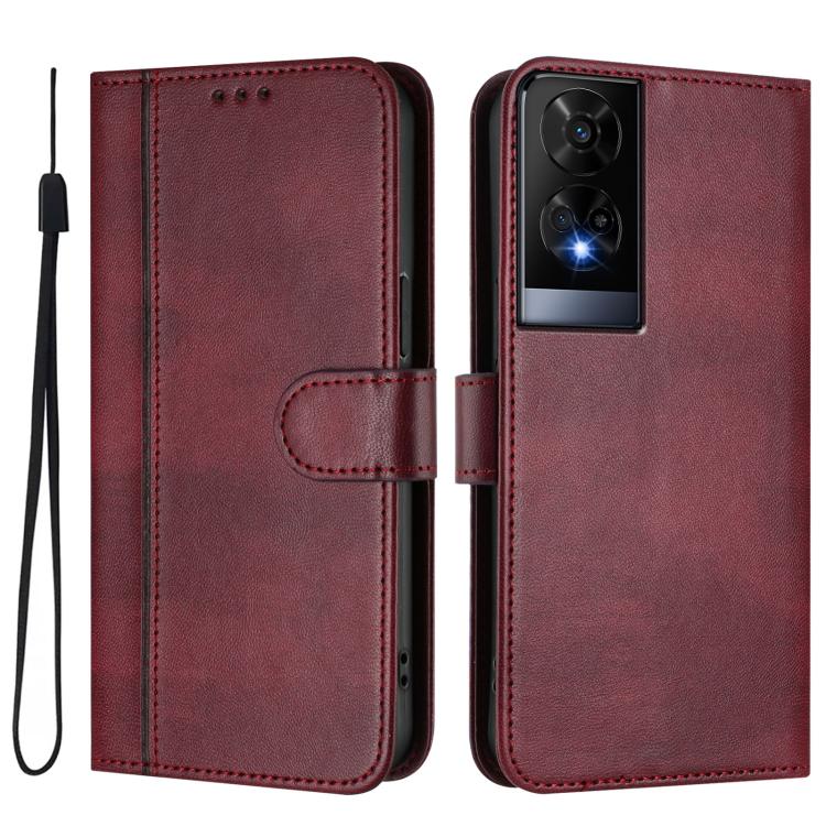 For TCL 50 XE Line Splicing Buckle Retro Leather Phone Case