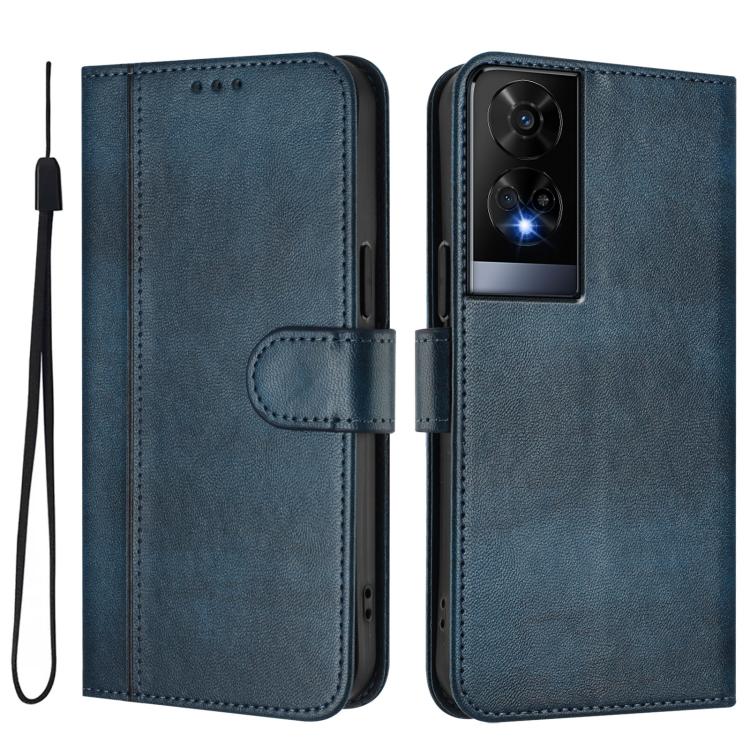 For TCL 50 XE Line Splicing Buckle Retro Leather Phone Case