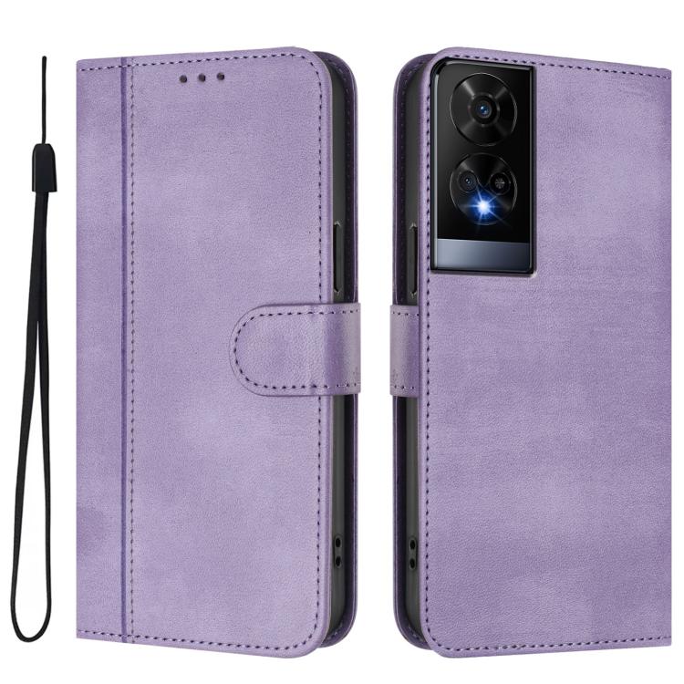 For TCL 50 XE Line Splicing Buckle Retro Leather Phone Case
