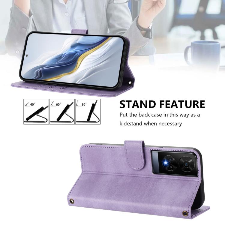 For TCL 50 XE Line Splicing Buckle Retro Leather Phone Case