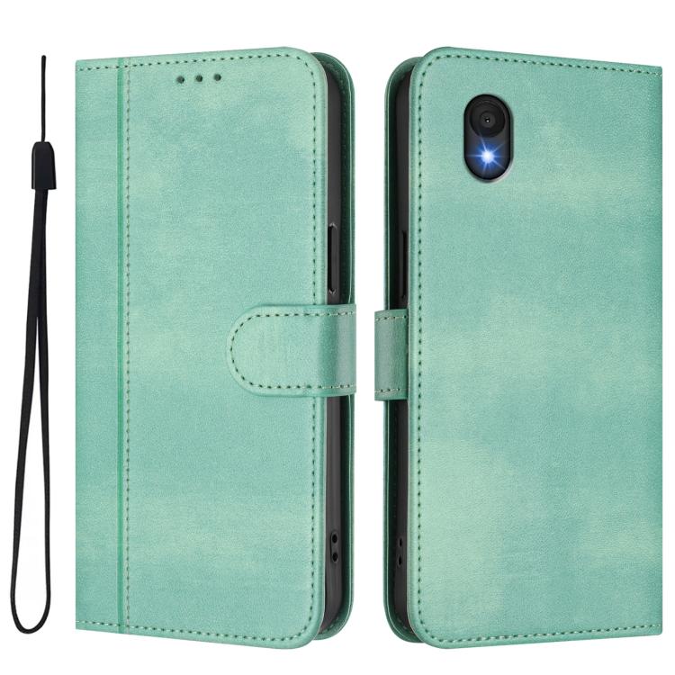 For TCL 201 Line Splicing Buckle Retro Leather Phone Case