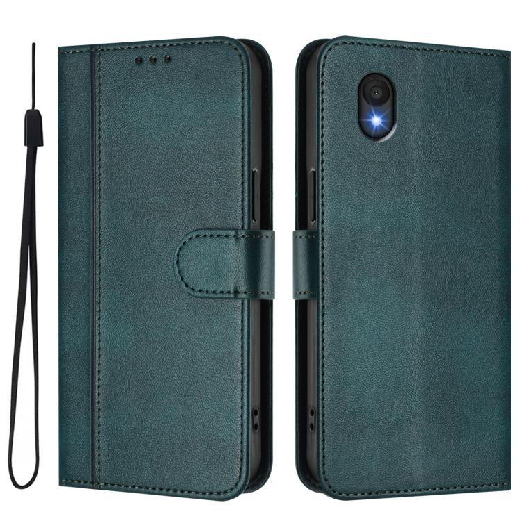 For TCL 201 Line Splicing Buckle Retro Leather Phone Case