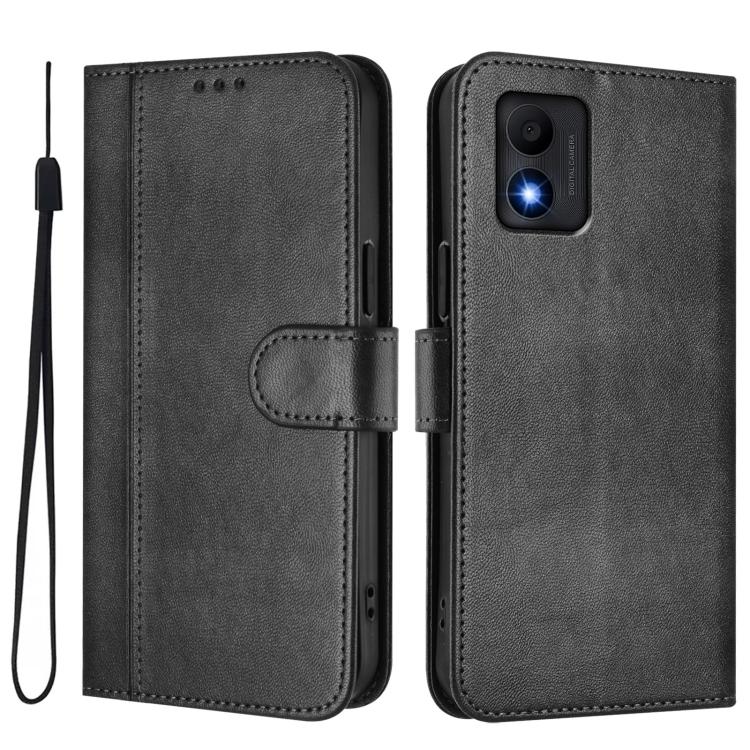 For TCL 303 Line Splicing Buckle Retro Leather Phone Case