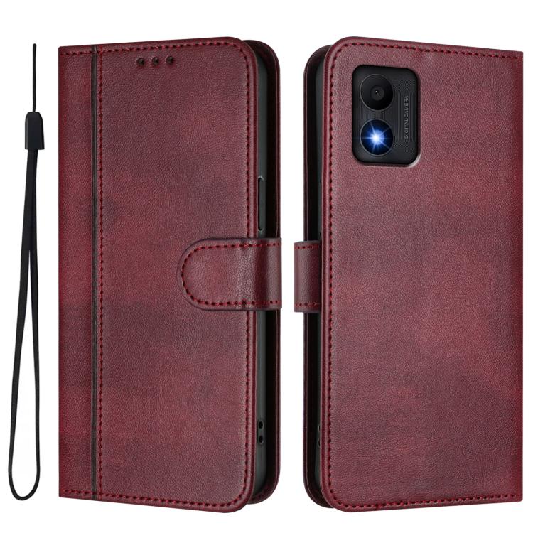 For TCL 303 Line Splicing Buckle Retro Leather Phone Case