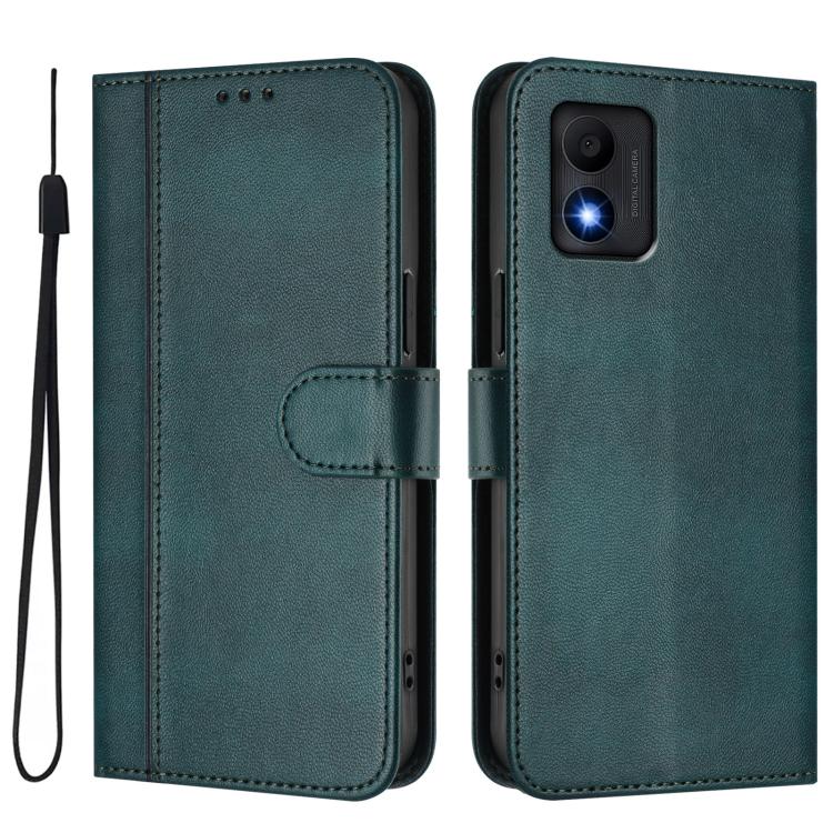For TCL 303 Line Splicing Buckle Retro Leather Phone Case