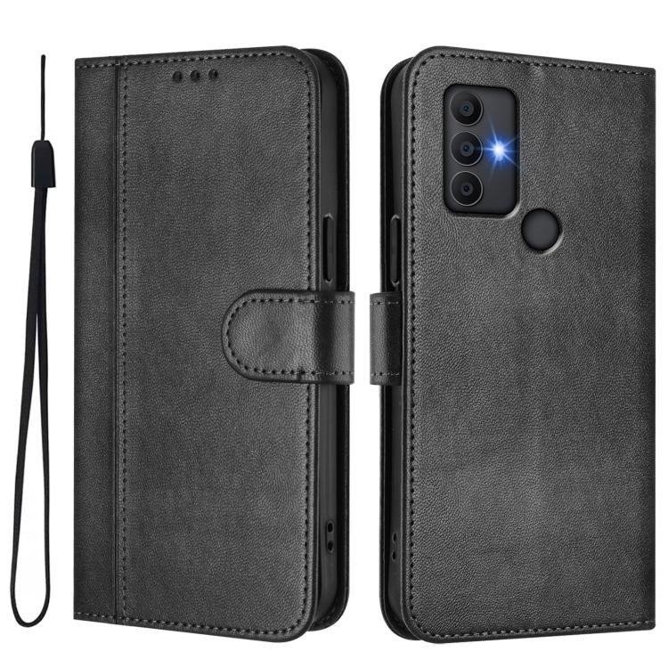 For TCL 305 / 306 / 30 SE Line Splicing Buckle Retro Leather Phone Case