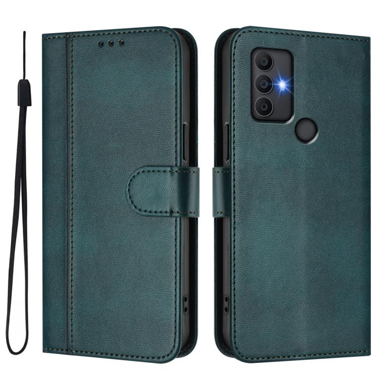 For TCL 305 / 306 / 30 SE Line Splicing Buckle Retro Leather Phone Case