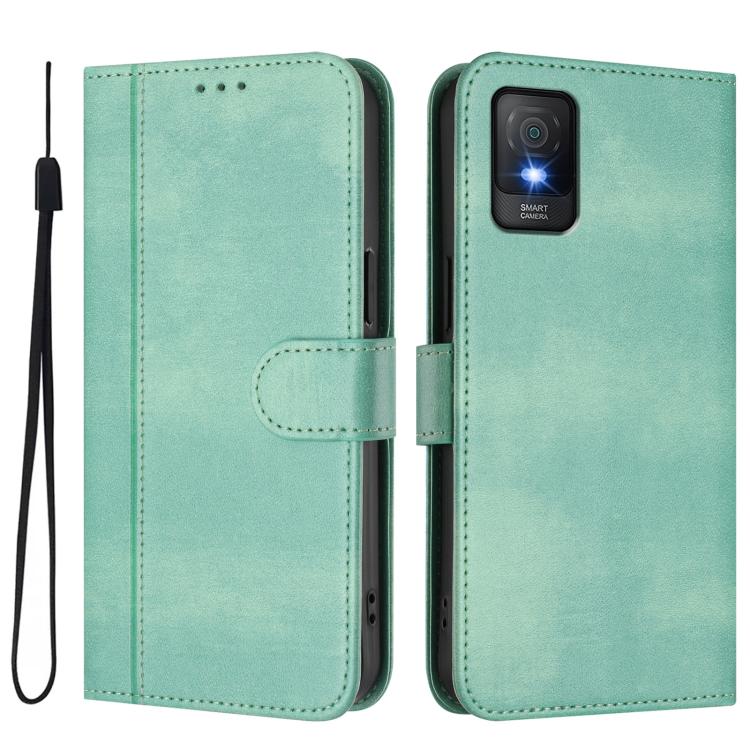 For TCL 403 Line Splicing Buckle Retro Leather Phone Case