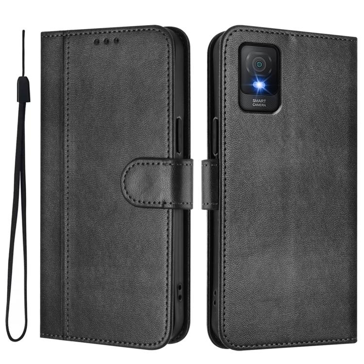 For TCL 403 Line Splicing Buckle Retro Leather Phone Case