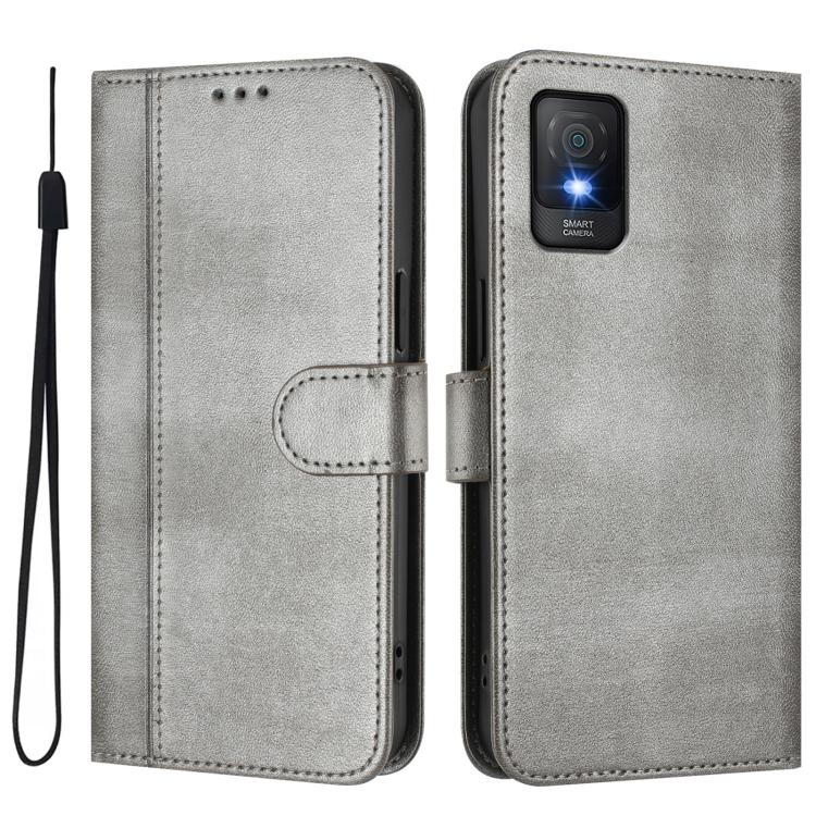 For TCL 403 Line Splicing Buckle Retro Leather Phone Case