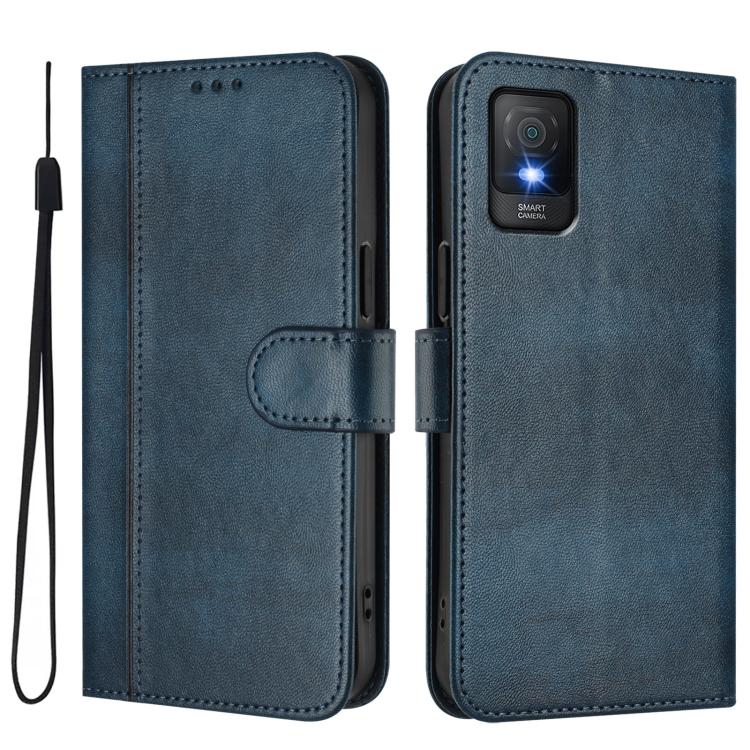 For TCL 403 Line Splicing Buckle Retro Leather Phone Case