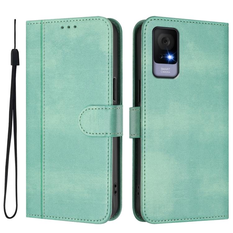 For TCL 405 / 406 / 408 Line Splicing Buckle Retro Leather Phone Case