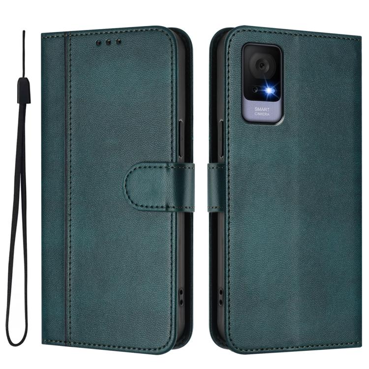 For TCL 405 / 406 / 408 Line Splicing Buckle Retro Leather Phone Case