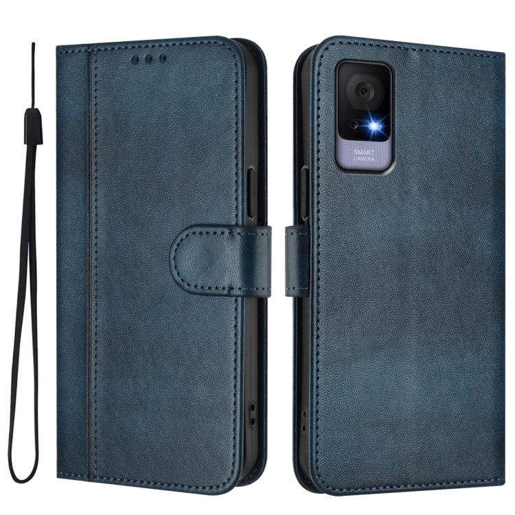 For TCL 405 / 406 / 408 Line Splicing Buckle Retro Leather Phone Case