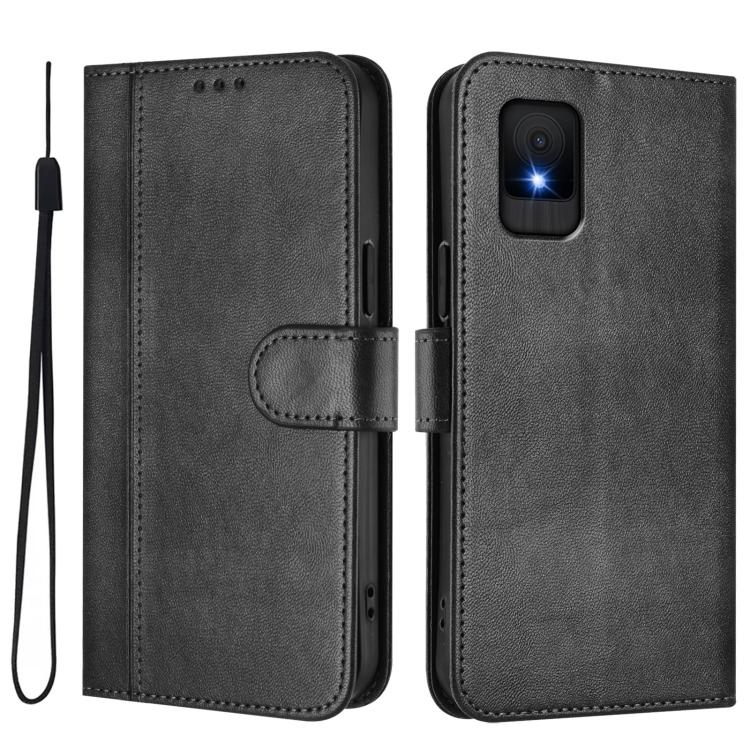 For TCL 502 Line Splicing Buckle Retro Leather Phone Case
