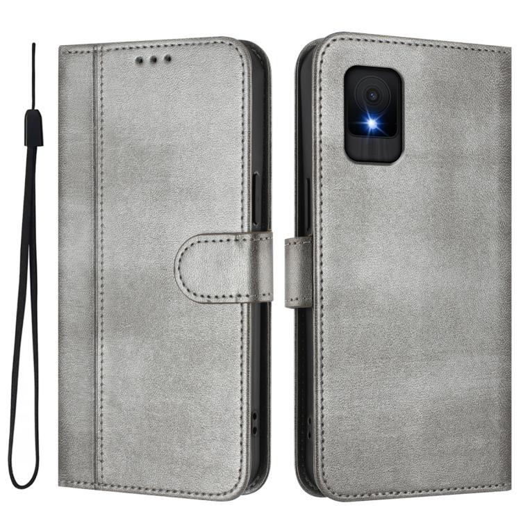 For TCL 502 Line Splicing Buckle Retro Leather Phone Case