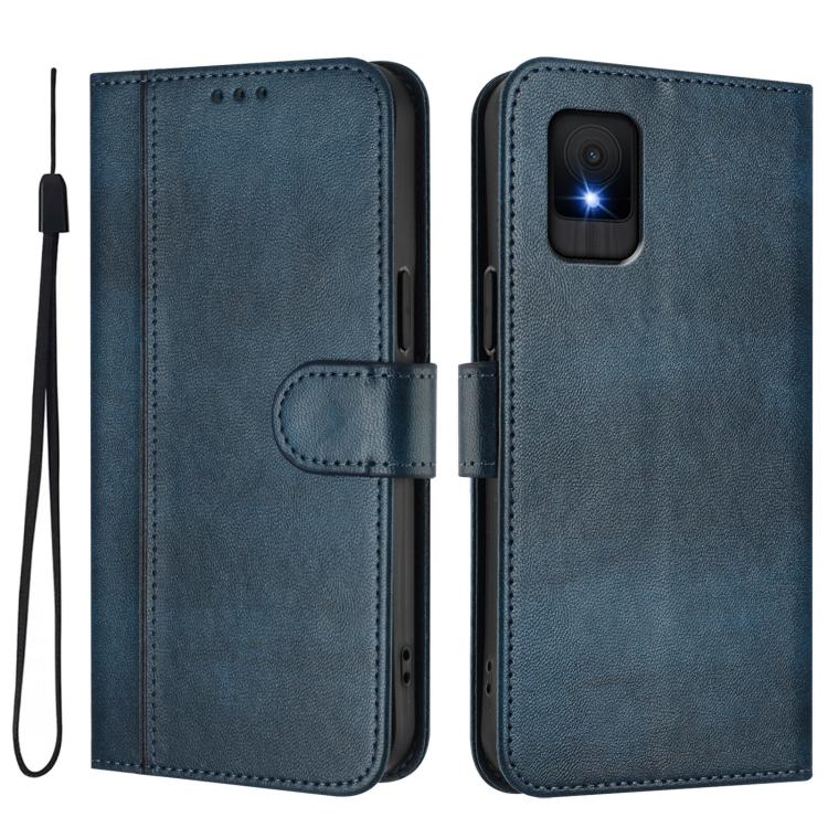 For TCL 502 Line Splicing Buckle Retro Leather Phone Case