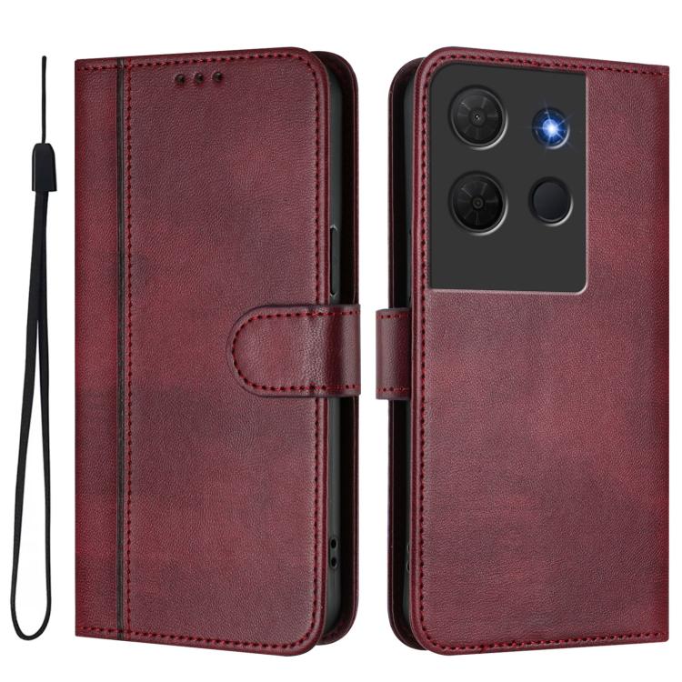 For TCL 503 Line Splicing Buckle Retro Leather Phone Case