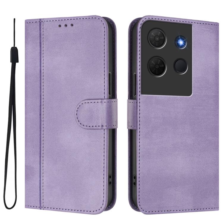 For TCL 503 Line Splicing Buckle Retro Leather Phone Case