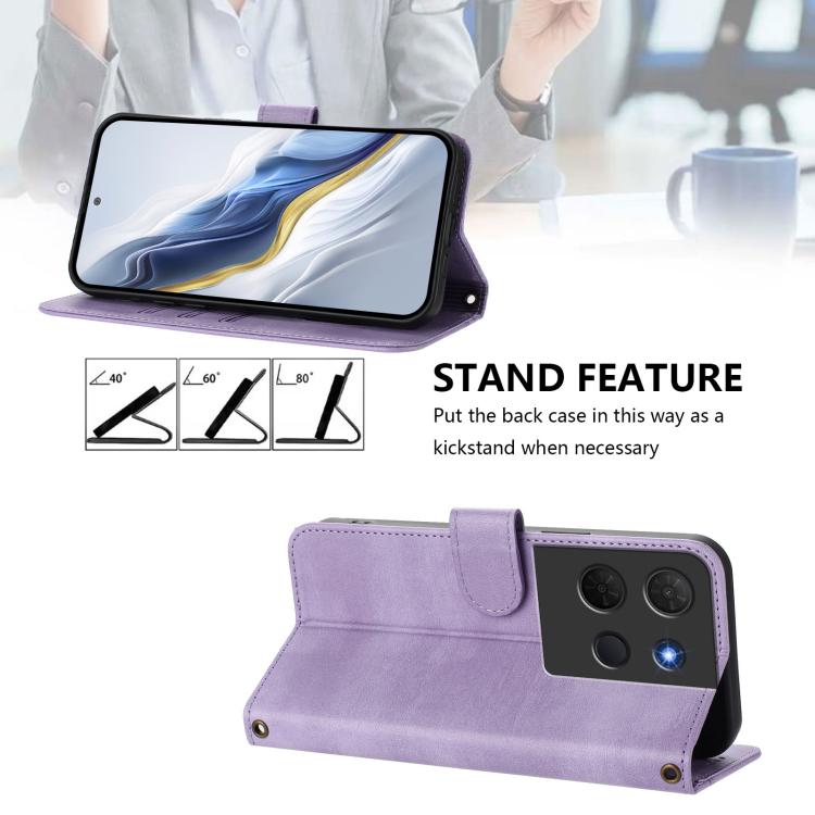 For TCL 503 Line Splicing Buckle Retro Leather Phone Case